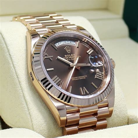 rolex presidential rose gold chocolate face|rose gold rolex chocolate dial.